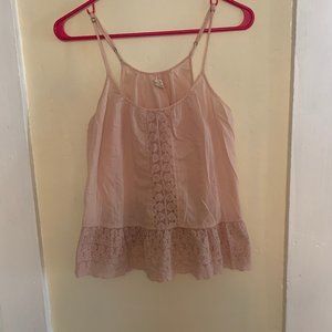 Aerie Light Pink Lace Spaghetti Strap Top Medium
